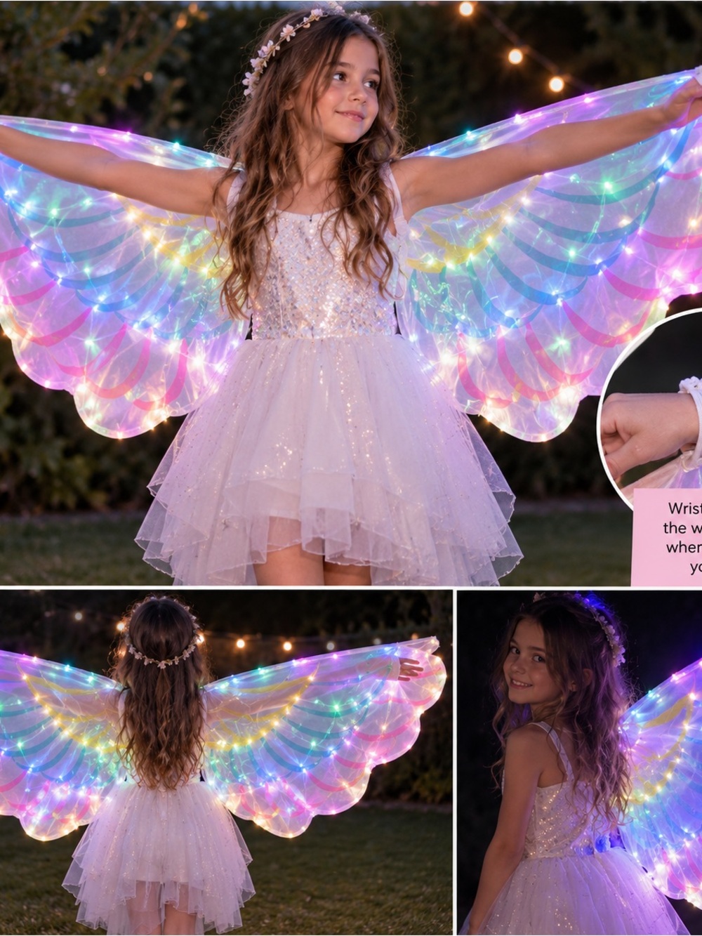 ✨ LED Light-Up Fairy Wings – Battery Operated
